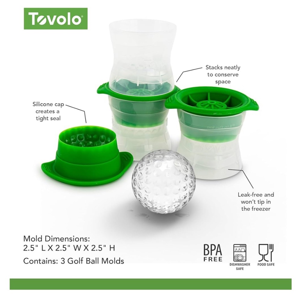 Tovolo Golf Ball Shaped Ice Molds, Assorted Set of 3..(NWT)